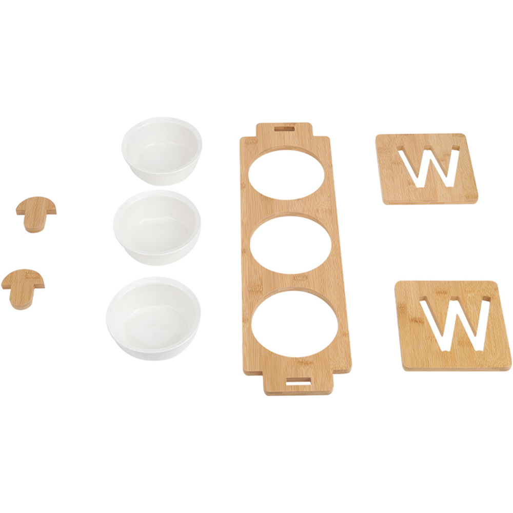 H&O Direct Triple Bowl Height Adjustable Bamboo Pet Feeder Image 5