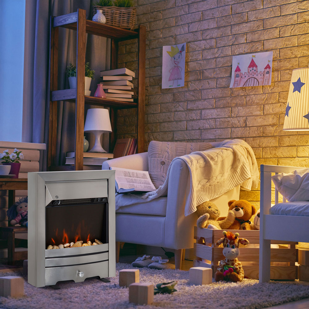 HOMCOM Ava Pebble Effect Electric Fireplace Heater Image 2