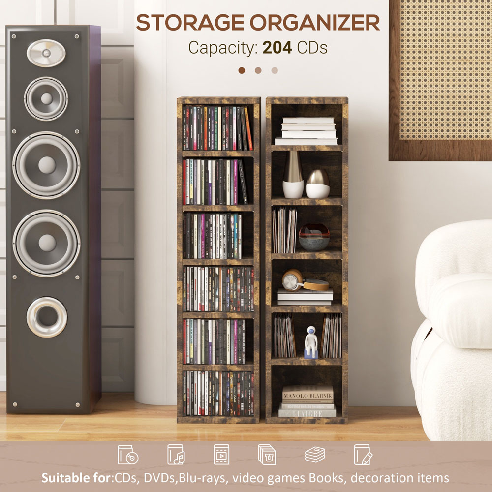 Portland Brown CD Media Display Shelf Unit Set of 2 Image 5