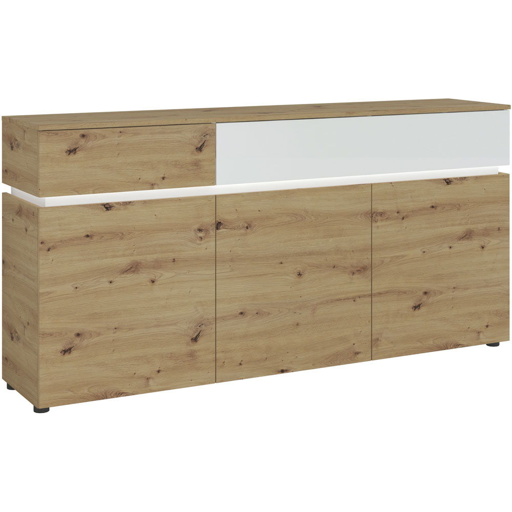 Florence Luci 3 Door 2 Drawer White and Oak Sideboard with LED Lighting Image 2