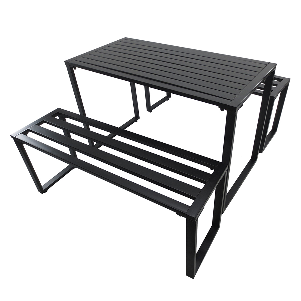 Outsunny 3 Piece Outdoor Table Black Image 1