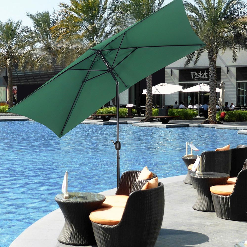 Living and Home Green Square Crank Tilt Parasol with Round Base 3m Image 7