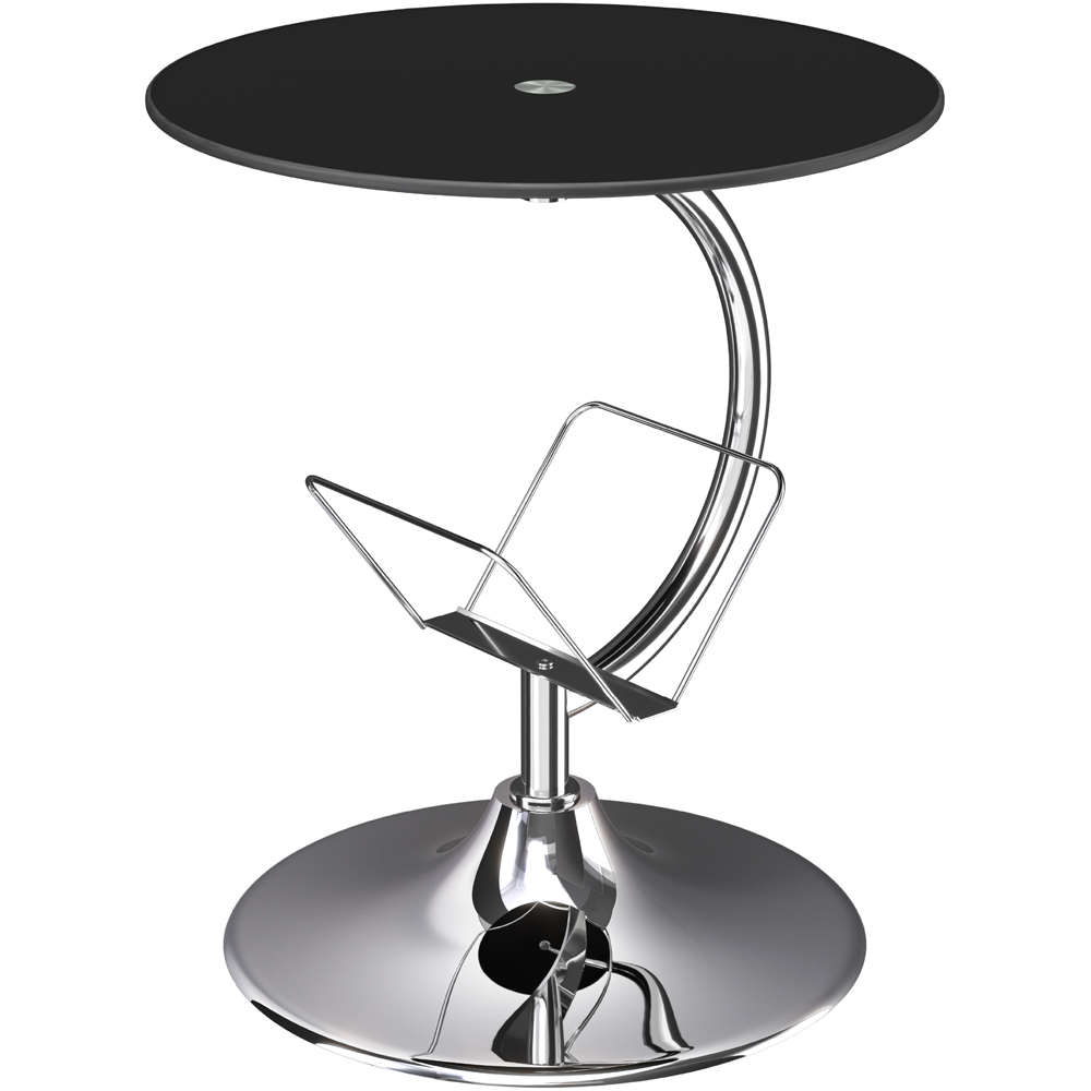 AVF Black Glass and Chrome Side Table with Magazine Rack Image 2