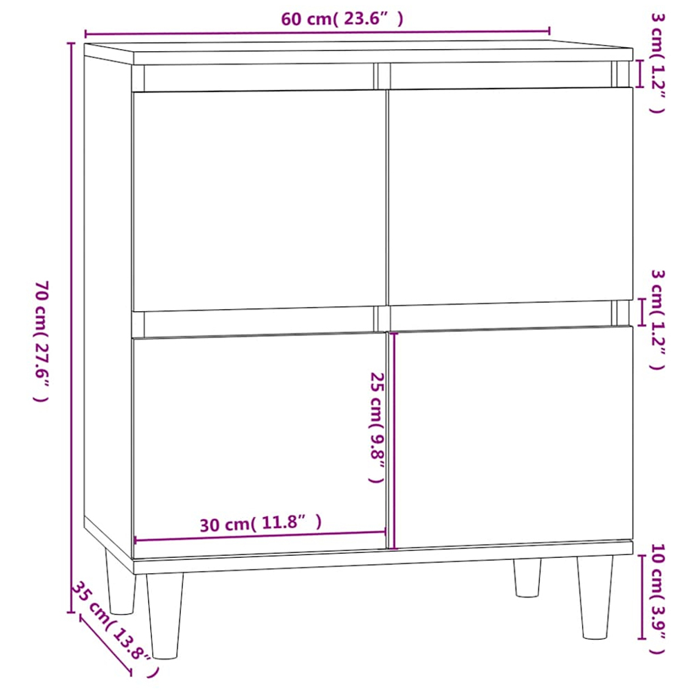 vidaXL 4 Door Grey Sonoma Wooden Sideboard Image 9
