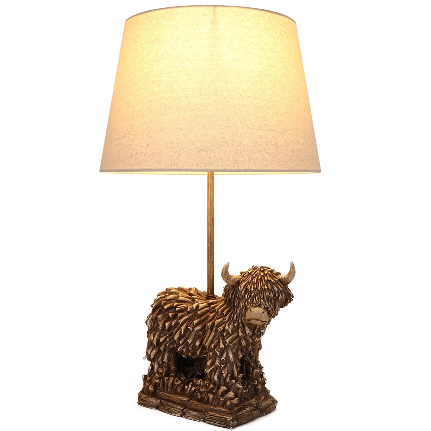 White and Antique Brass Effect Cow Table Lamp Image 2