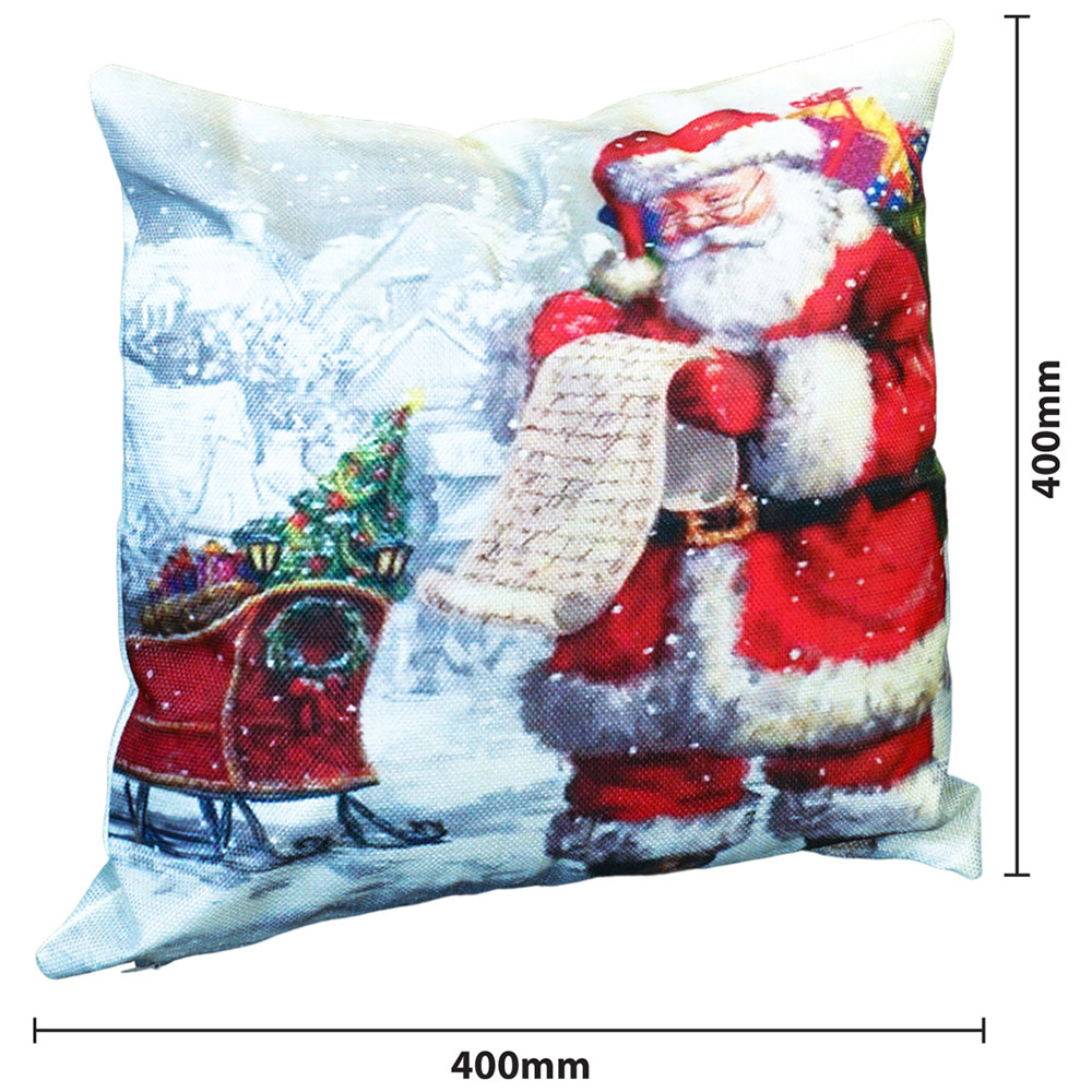 Xmas Haus Christmas-Themed Santa with Sleight Design Cushion 40 x 40cm Image 3
