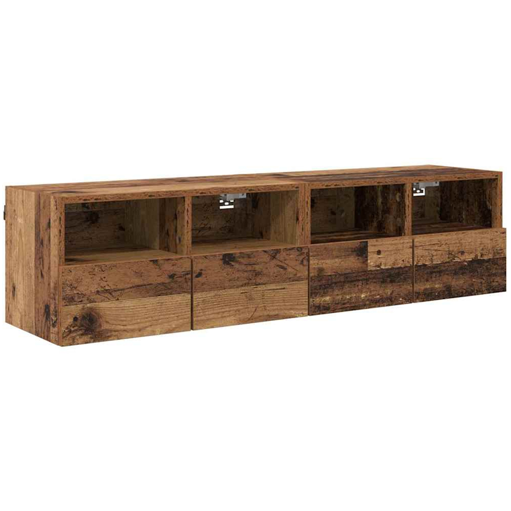 vidaXL 2 Door 2 Shelf Old Wood Wall Mounted TV Unit Set of 2 Image 2