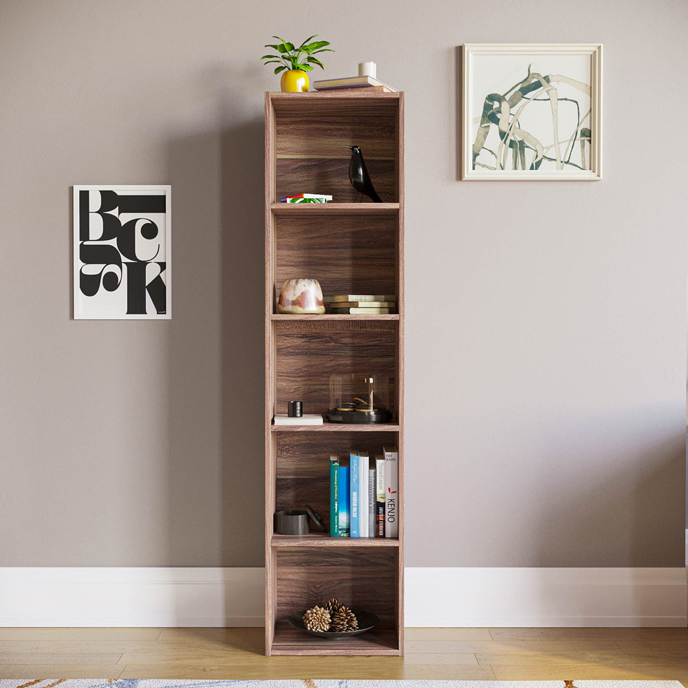 Vida Designs Oxford 5 Shelf Walnut Cube Bookcase Image 3