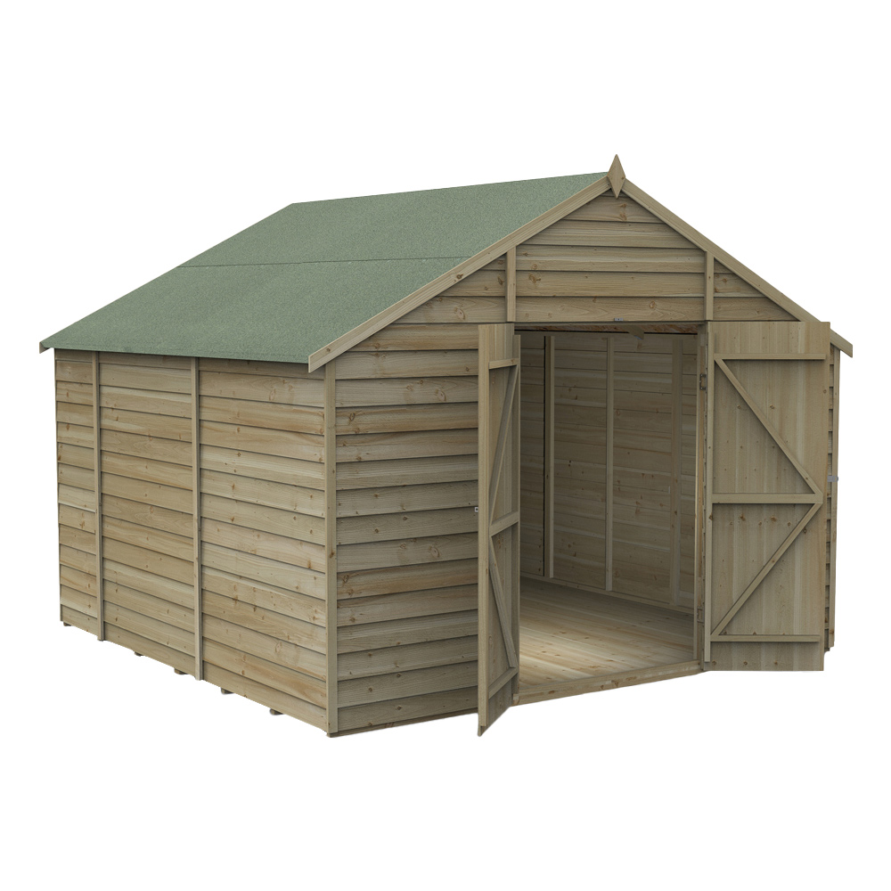 Forest Garden 10 x 10ft Double Door Pressure Treated Overlap Apex Shed Image 2