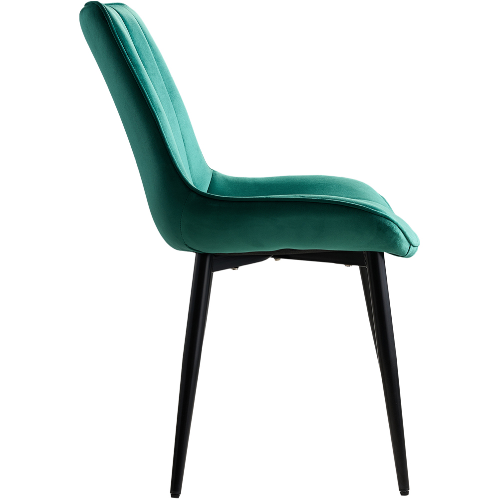 Living and Home Set of 2 Green Velvet Dining Chairs Image 4