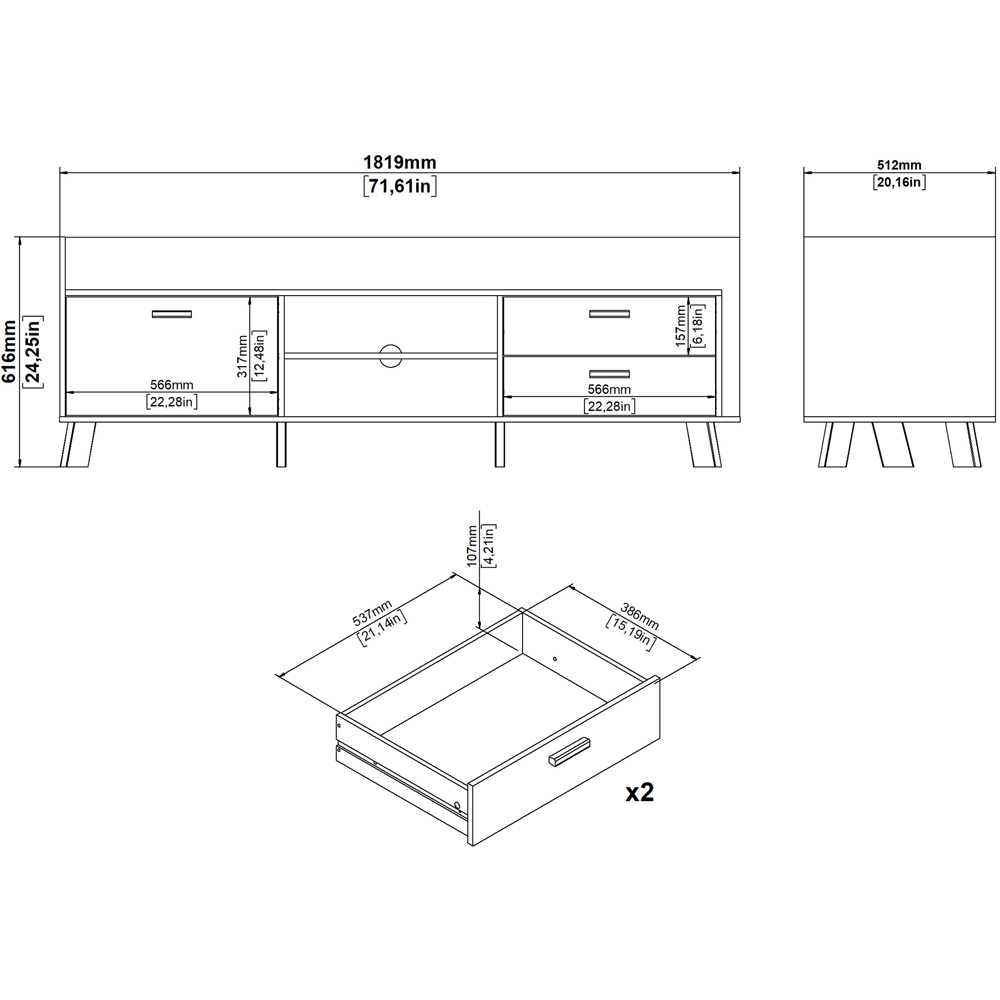 Furniture To Go Ikast Single Door 2 Drawer White and Brown TV Unit Image 8