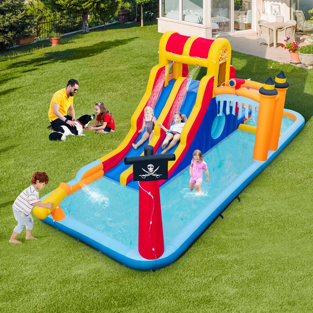 Costway Water Slide with Splash Pools and Dual Slides Image 2