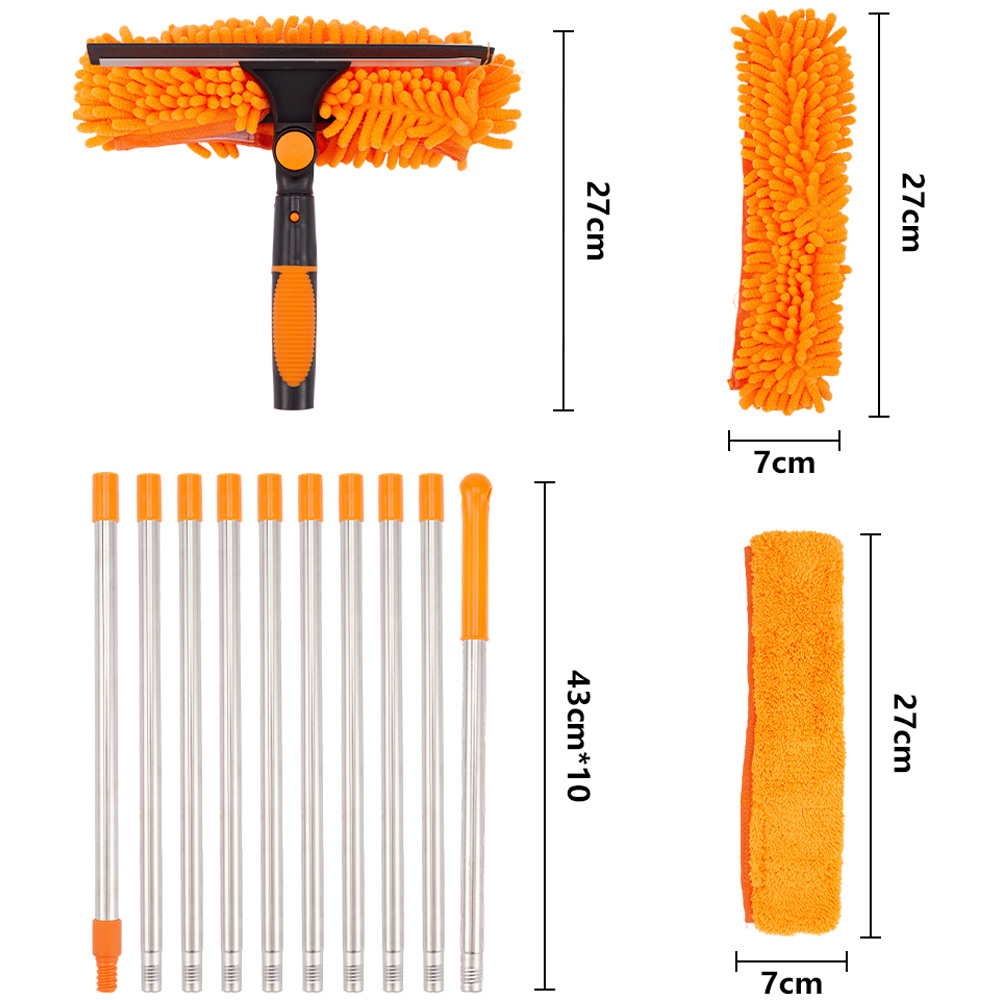 Living and Home Orange 2-in-1 Window Squeegee Cleaner Kit with 10 Extension Poles Image 8