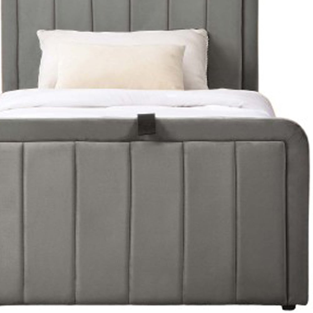 Comfy Living Single Dark Grey Brushed Velvet Ottoman Bed Frame Image 3