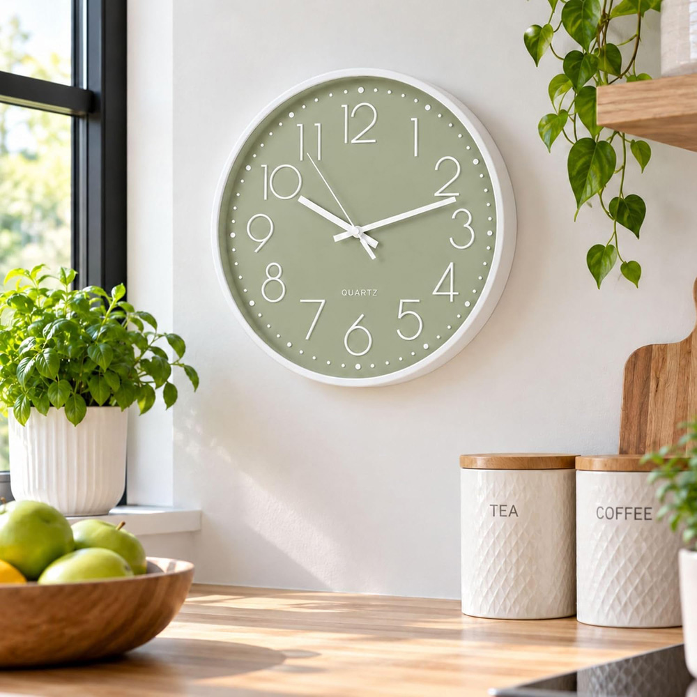 Marco Paul Sage Green Round Wall Clock 30cm Image 3
