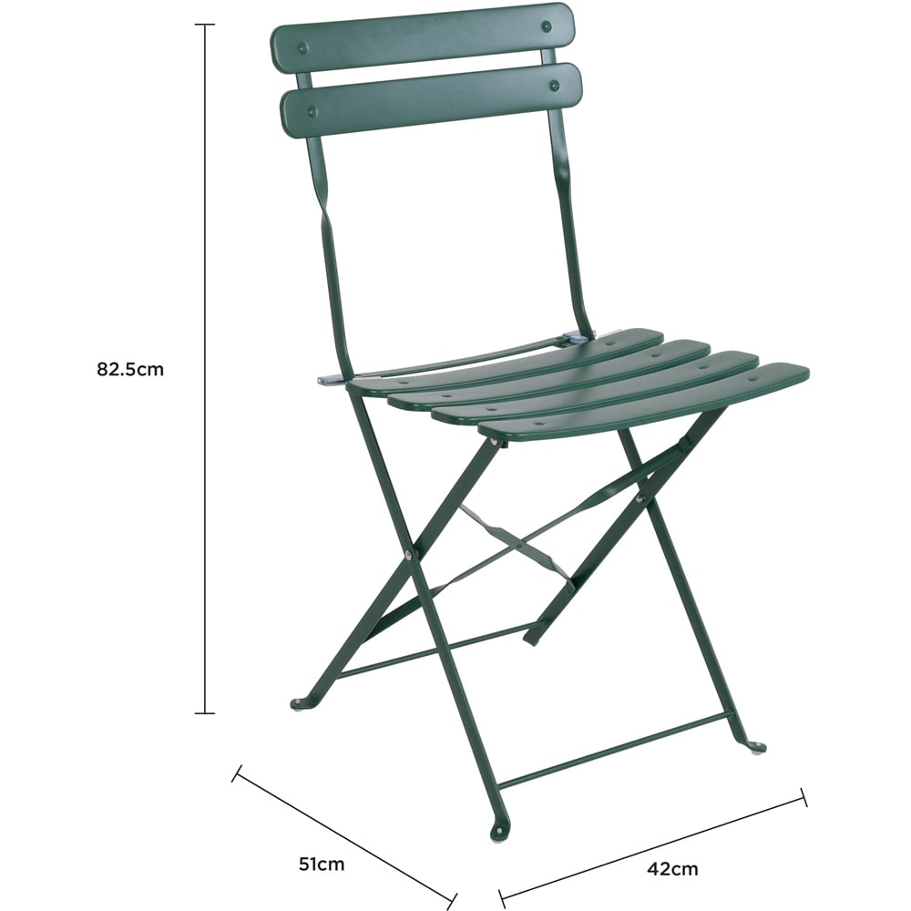 Charles Bentley 2 Seater Folding Metal Bistro Set Green Image 8