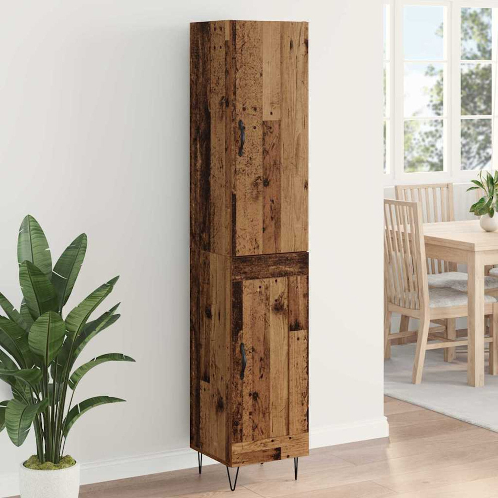 vidaXL 2 Door Old Wood Tall Slim Highboard Image 1