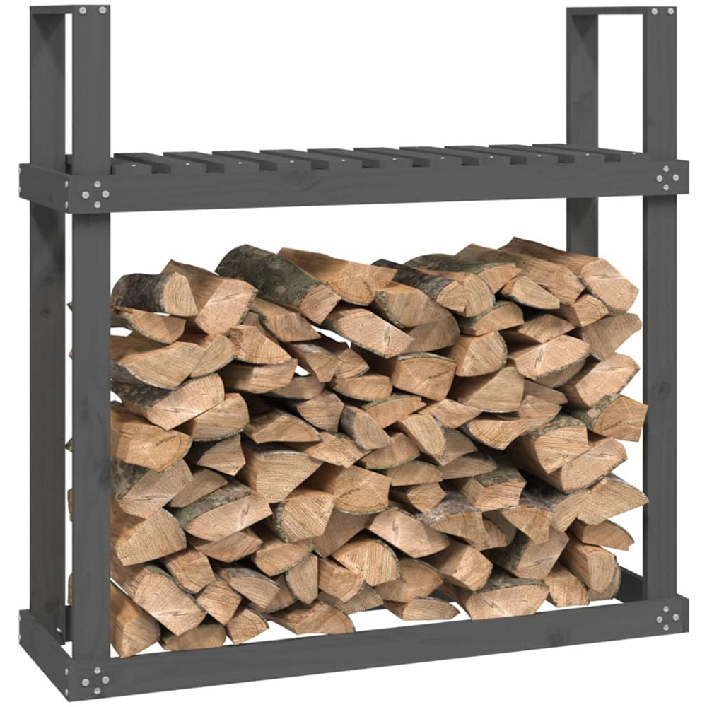 vidaXL Grey Solid Pine Wood Firewood Rack 110 x 35 x 108.5cm Image 3