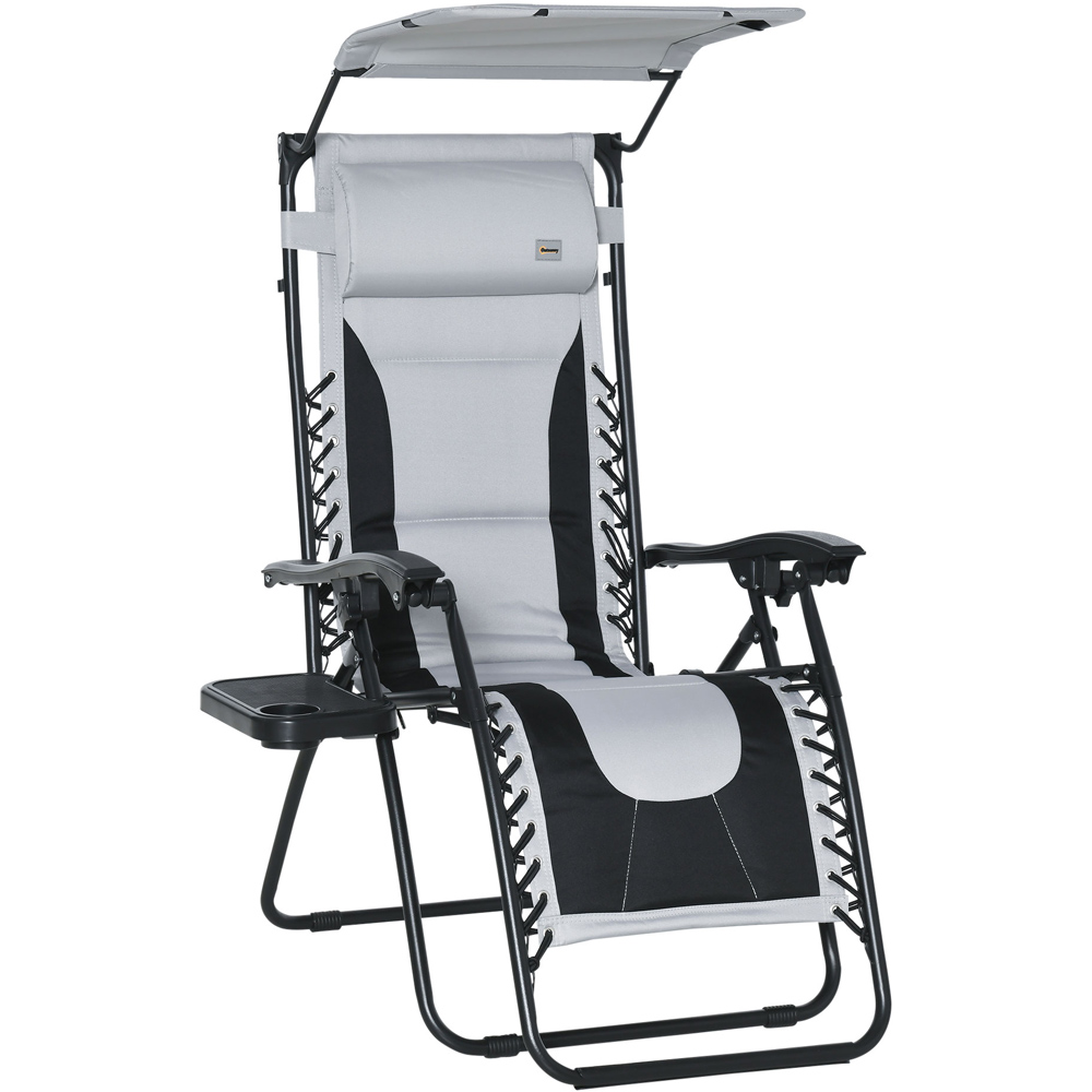 Outsunny Grey and Black Zero Gravity Folding Recliner Chair Image 2