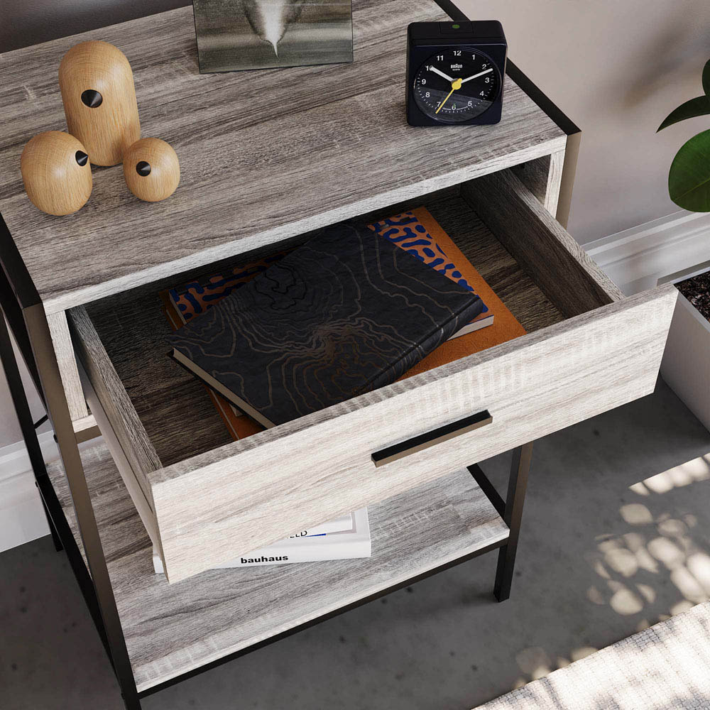 Home Vida Brooklyn Single Drawer Grey Industrial Console Table Image 4