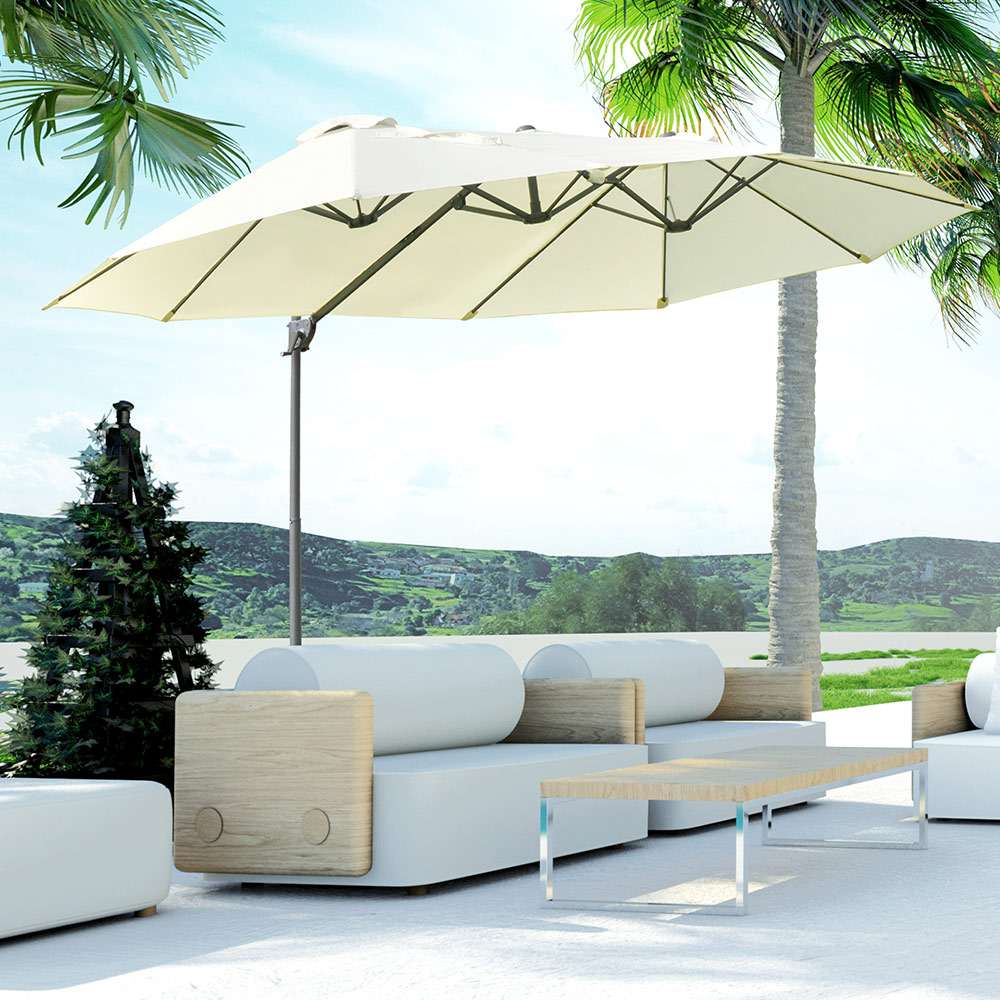 Outsunny Beige Double Overhanging Parasol 4.4m Image 2