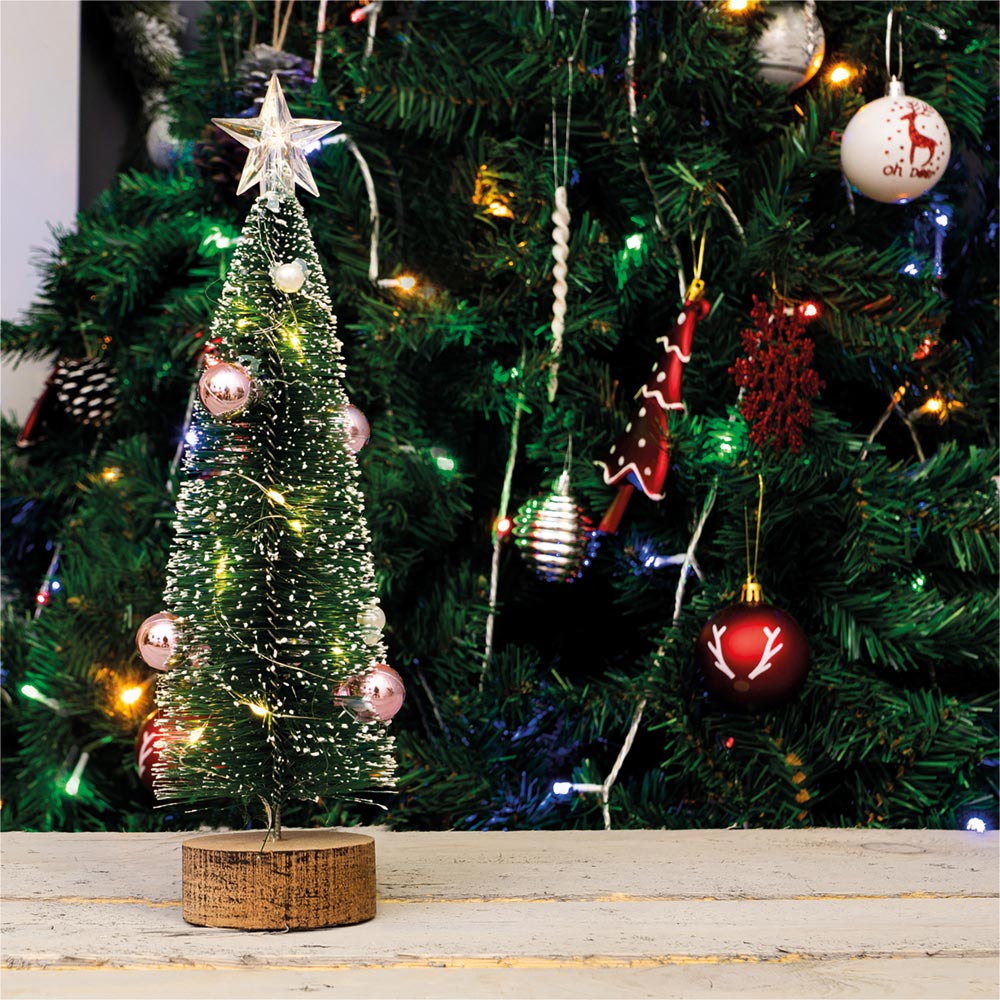 Xmas Haus Light Up Wooden Mini Christmas Tree 27.5cm Image 2