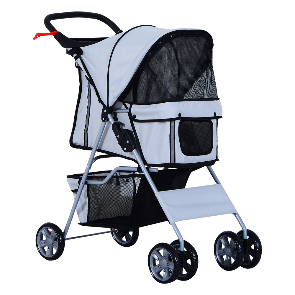 PawHut Pet Stroller With Basket Grey Image 1