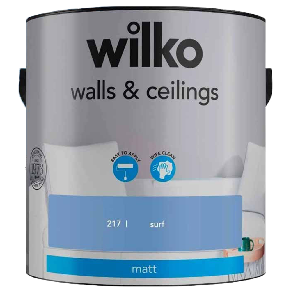 Wilko Walls & Ceilings Surf Matt Emulsion Paint 2.5L Image 2