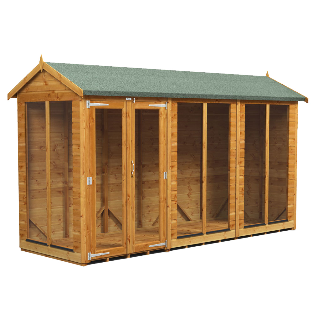 Power Sheds 12 x 4ft Double Door Apex Traditional Summerhouse Image 1