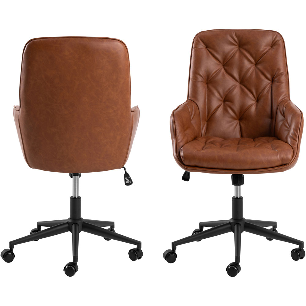 Florence Erik Brandy PU Gas Lift Desk Chair Image 2