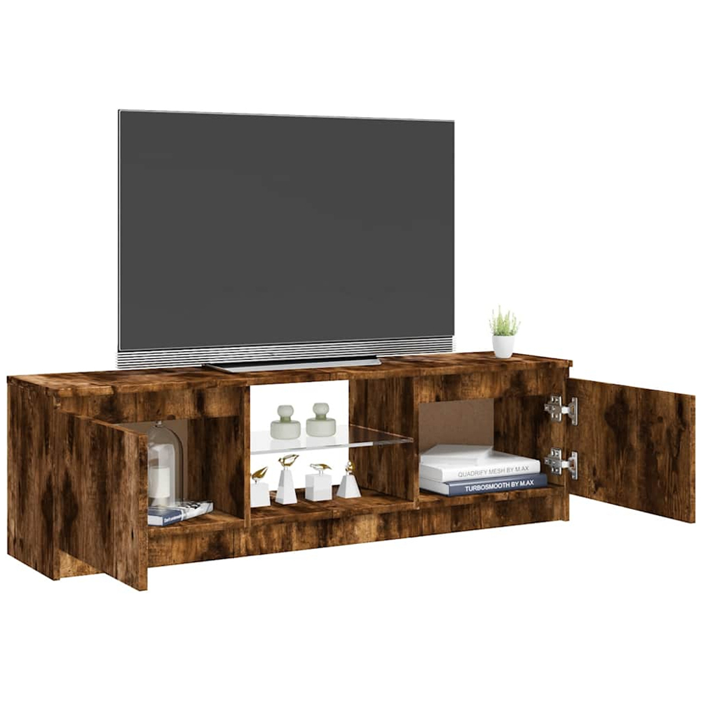 vidaXL 2 Door 2 Shelf Smoked Oak LED TV Cabinet Image 6
