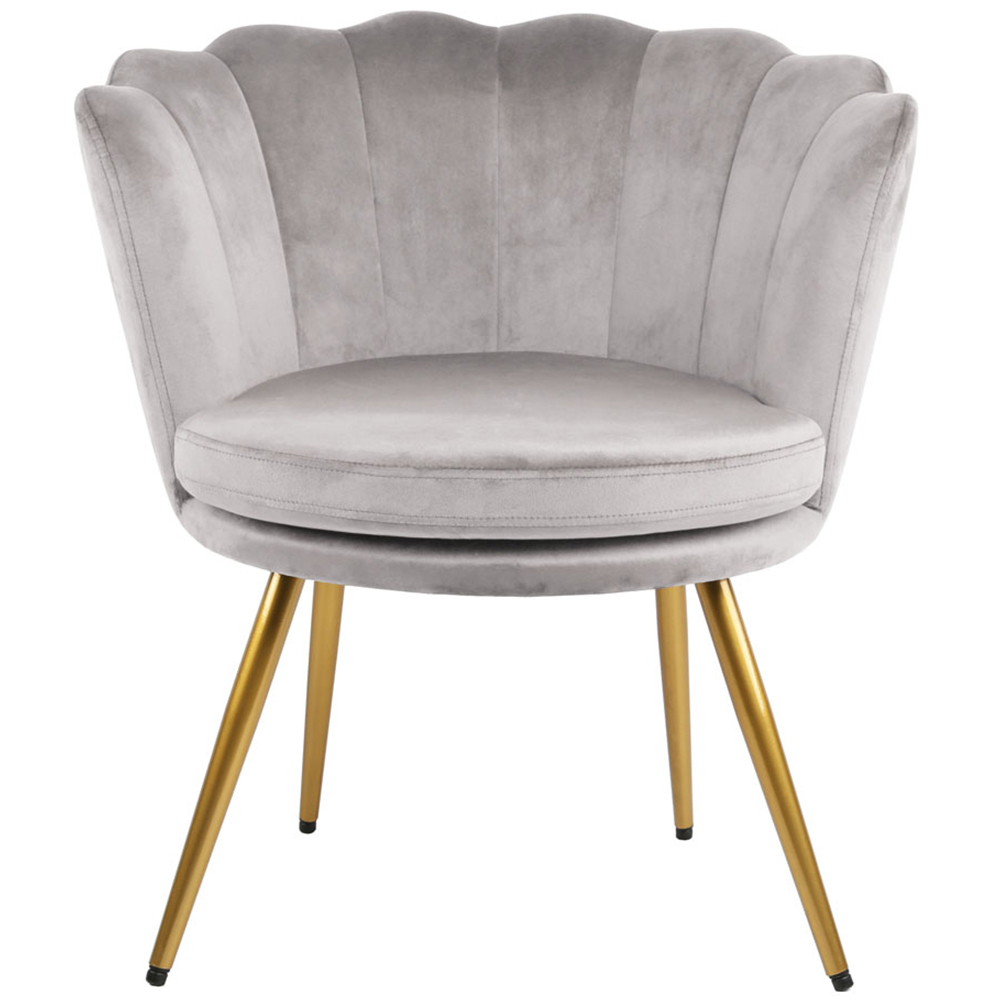 Flora Grey Velvet Scalloped Back Accent Chair Image 3