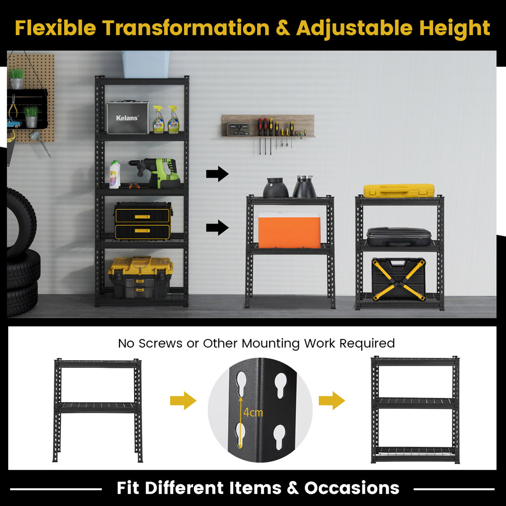 Costway 5 Shelf Black Garage Shelving Unit Image 4