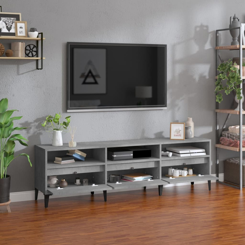 vidaXL 3 Drawer 3 Shelf Concrete Grey TV Cabinet Image 8