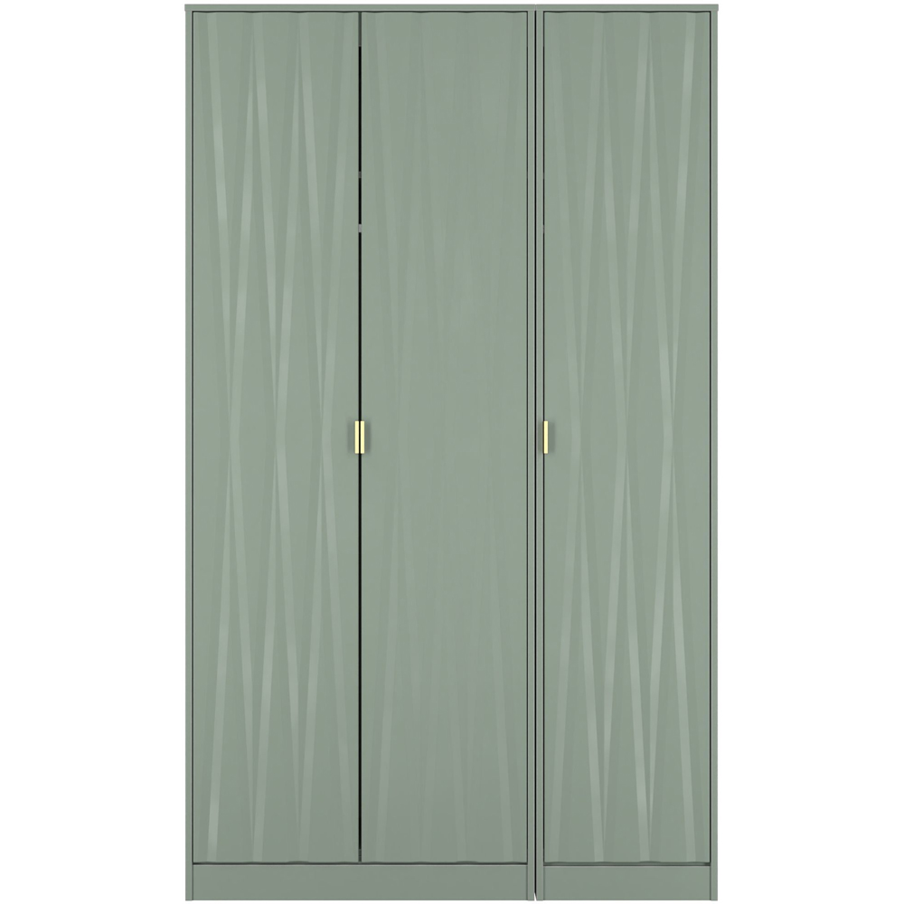 Crowndale Diamond 3 Door Reed Green Tall Wardrobe Ready Assembled Image 2