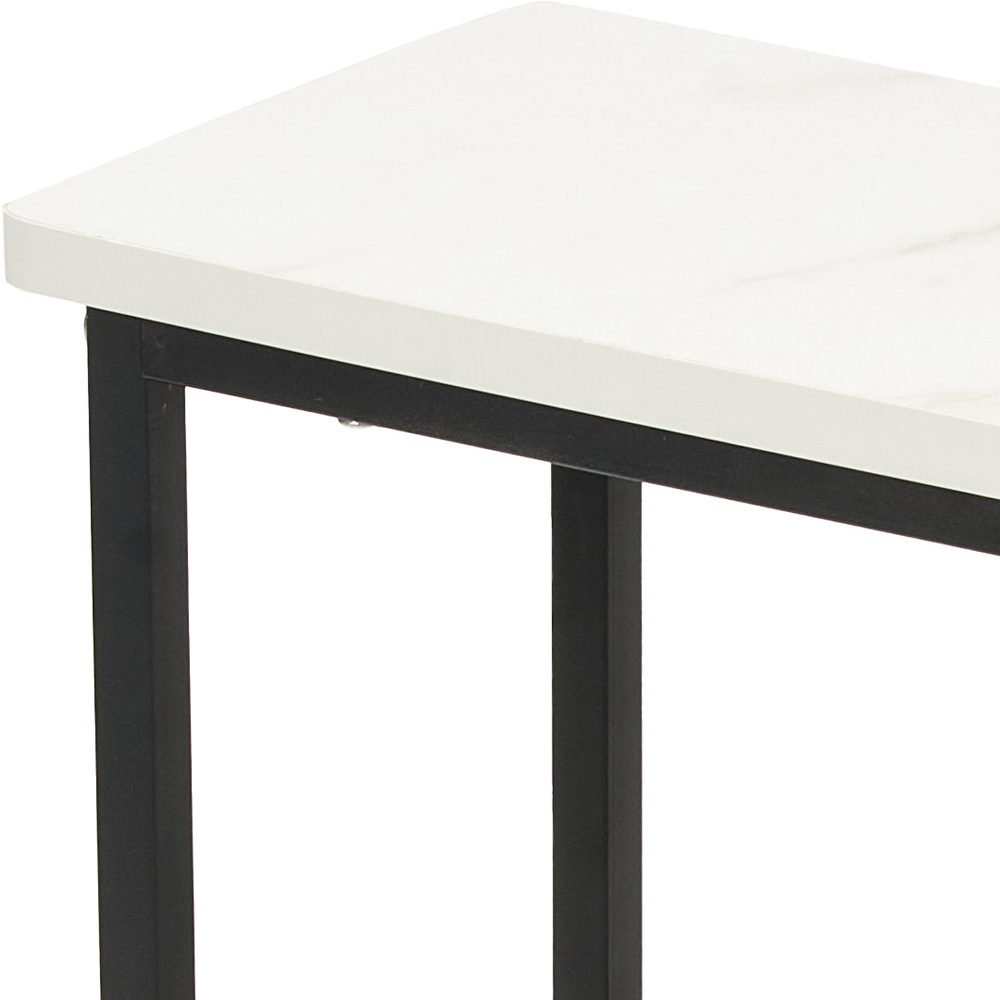 Living and Home White Marble Effect Narrow Console Table Image 6