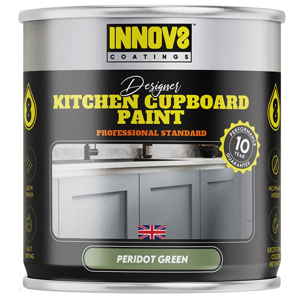 Innov8 Coatings Designer Kitchen Cupboard Peridot Green Satin Paint 750ml Image 2