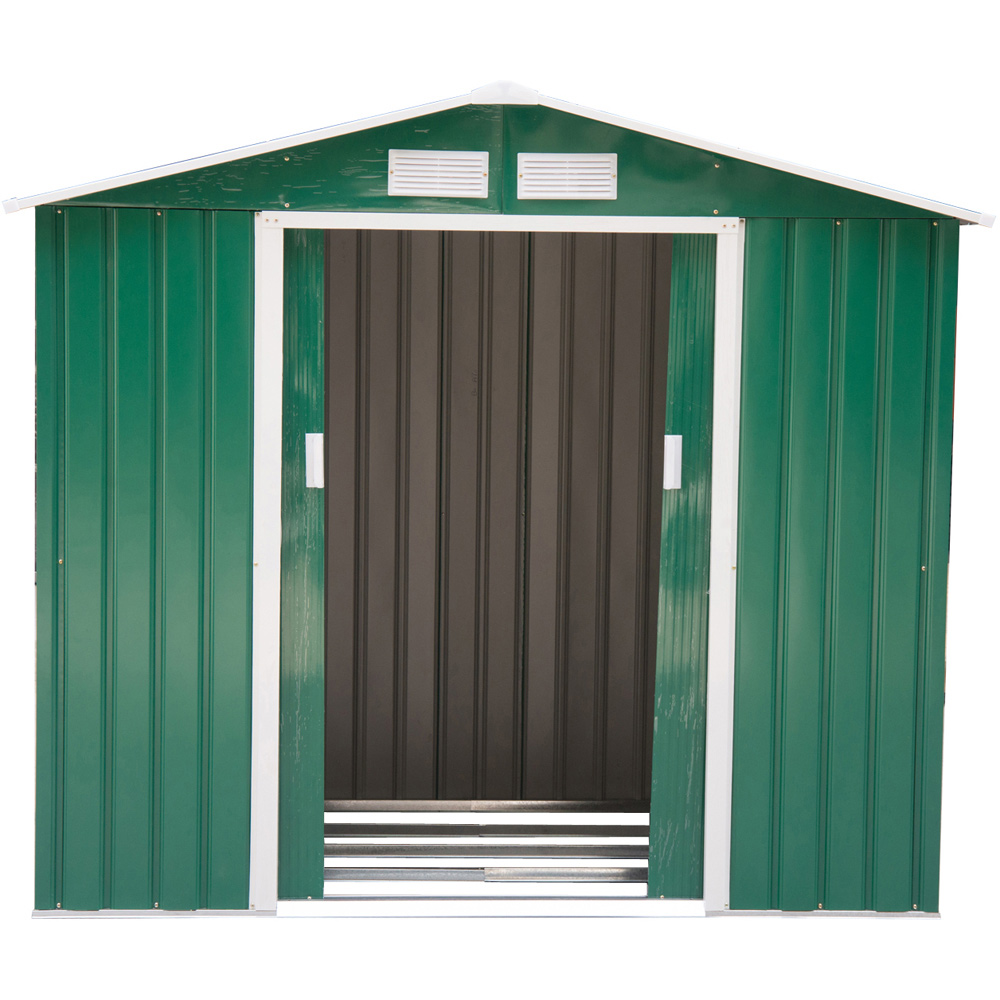 Outsunny 7 x 4ft Apex Double Sliding Door Metal Garden Shed Image 3