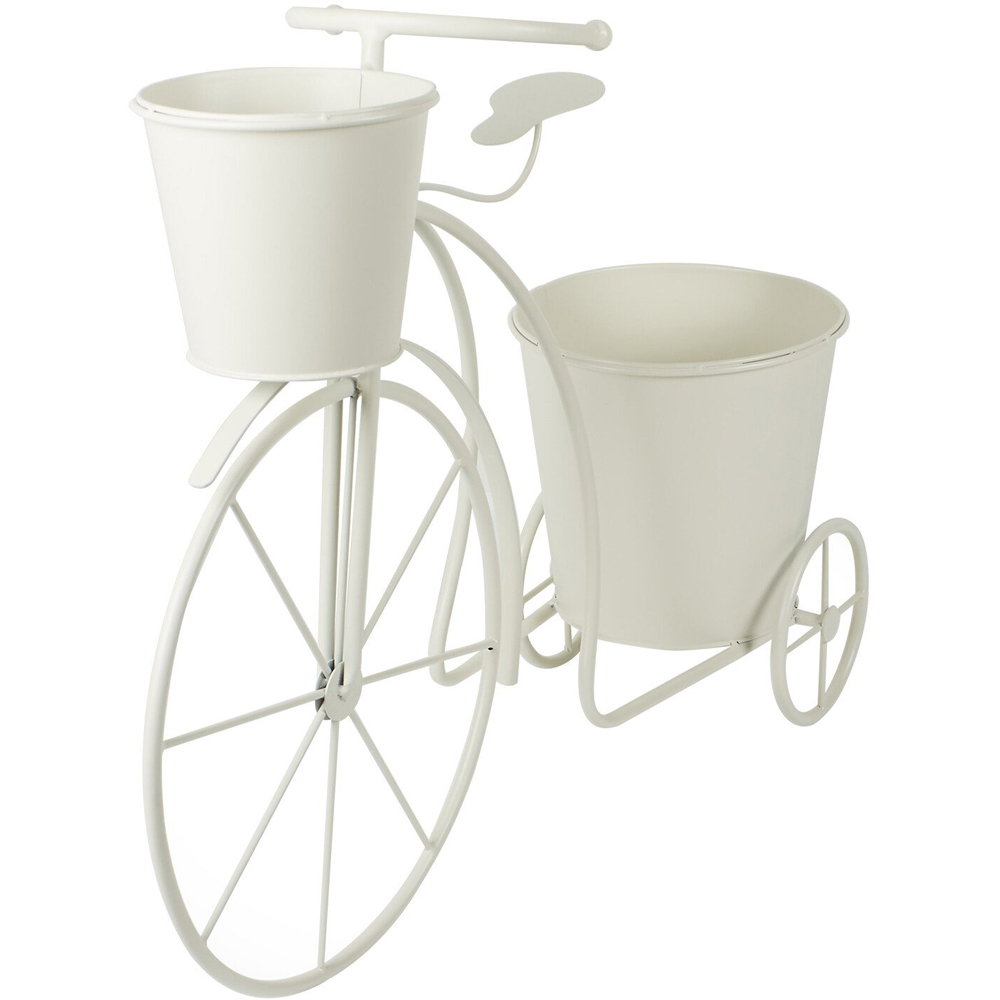 White Bicycle Flower Planter - White Image 3