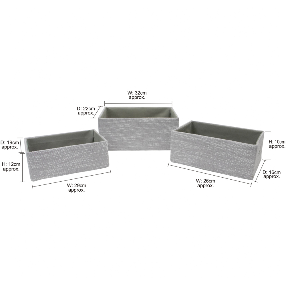 JVL Serena Light Grey Rectangular Storage Basket 3 Pack Image 9
