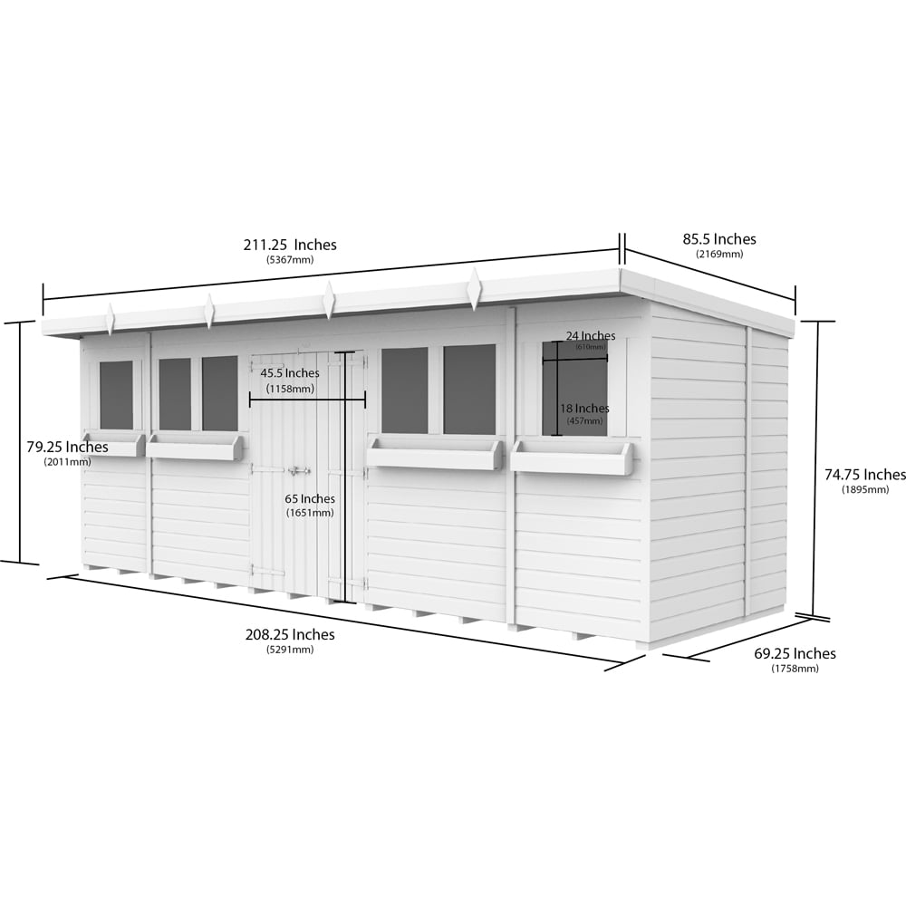 DIY Sheds 18 x 6ft Tongue and Groove Timber Pent Summer Garden Shed Image 8