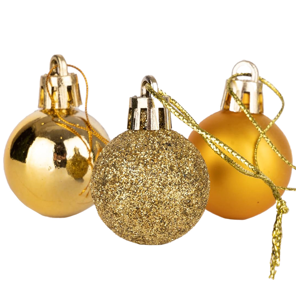Shatchi Deep 3cm Gold Shatterproof Christmas Bauble 24 Pack Image 2