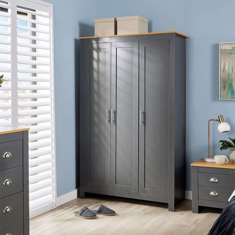 Home Source Camden 3 Door Graphite Grey Bedroom Wardrobe Image 7