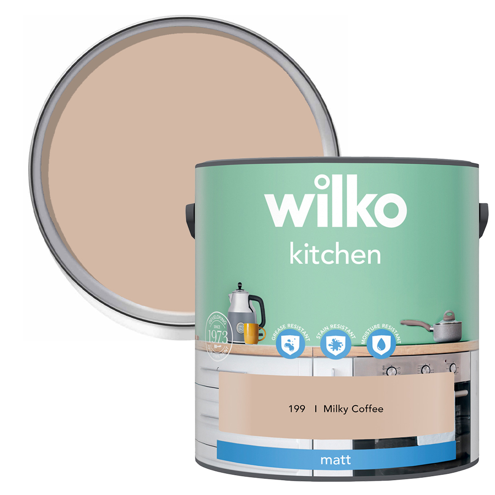 Wilko Kitchen Milky Coffee Matt Emulsion Paint 2.5L Image 1