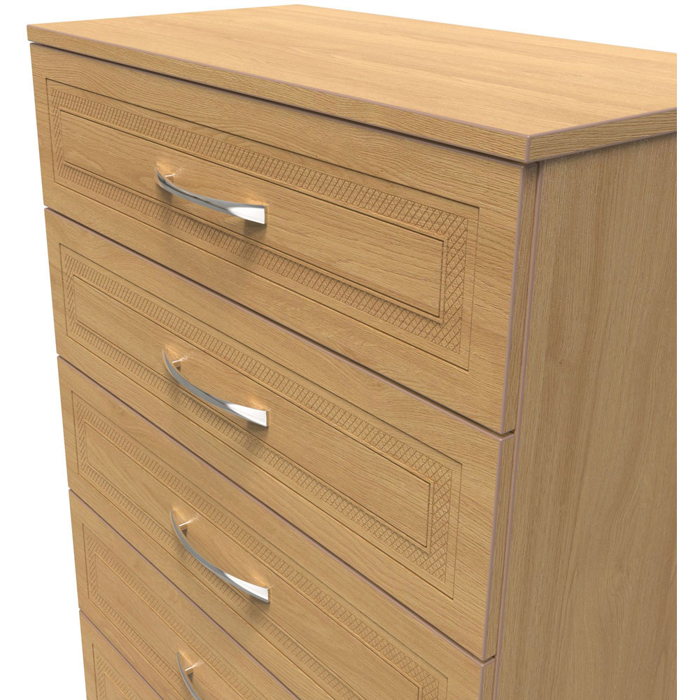 Crowndale Dorset 5 Drawer Modern Oak Chest of Drawers Ready Assembled Image 5