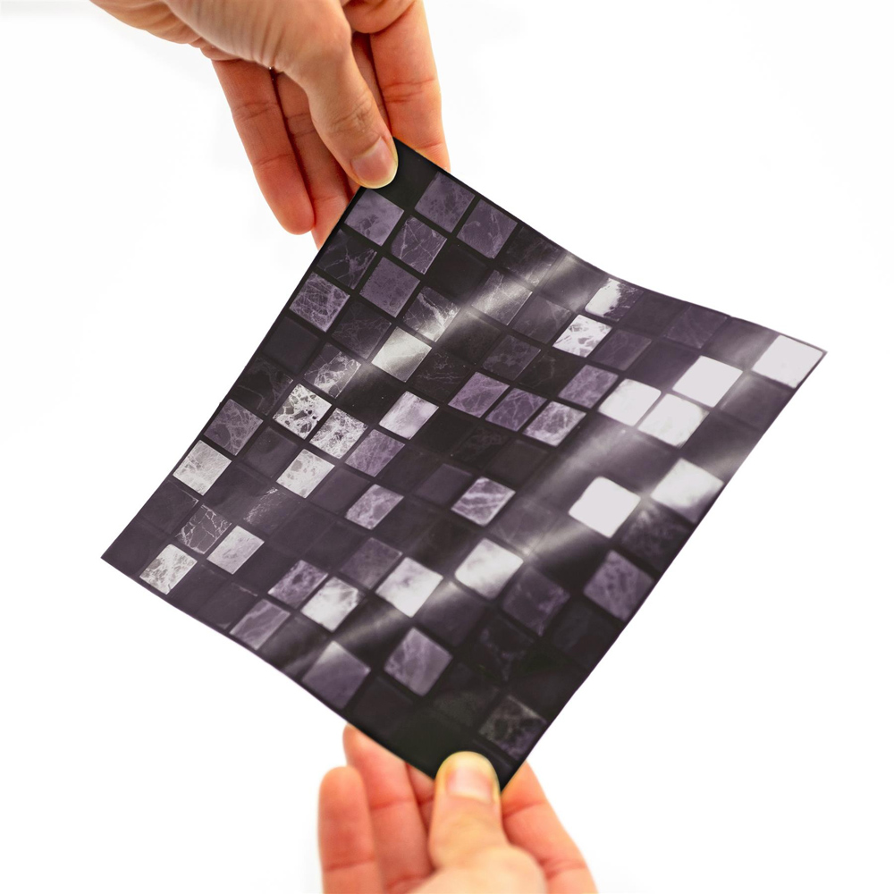 Walplus Marquina Metallic Black and White Marble Mosaic Wall Tile Sticker 15 x 15cm 48 Pack Image 5