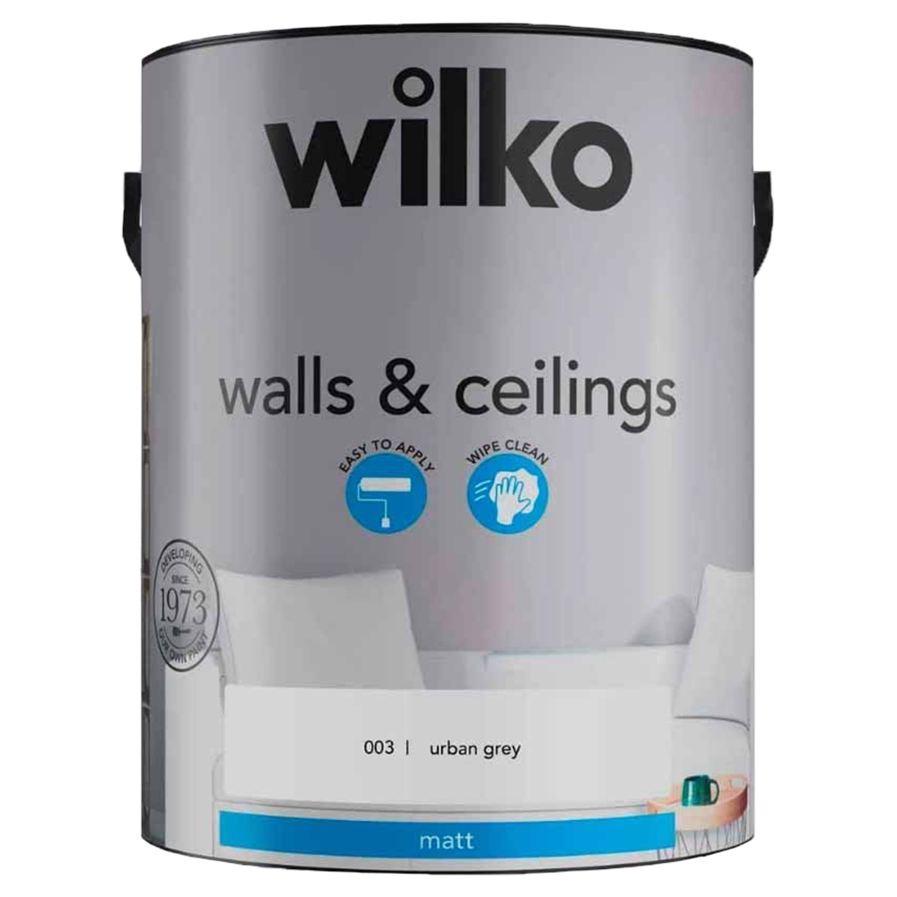 Wilko Walls & Ceilings Urban Grey Matt Emulsion Paint 5L Image 2
