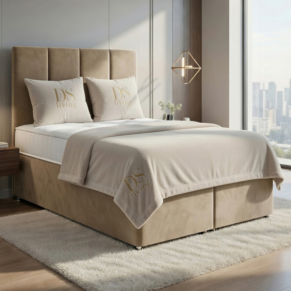 DS Living Harmony Single Coffee Plush Velvet Ottoman Bed Image 1