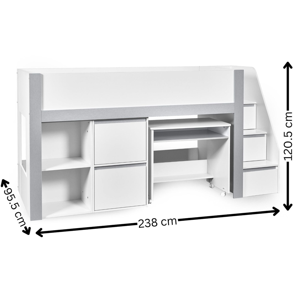 Julian Bowen Gaia Single White and Silver Mid Sleeper Bed Image 9