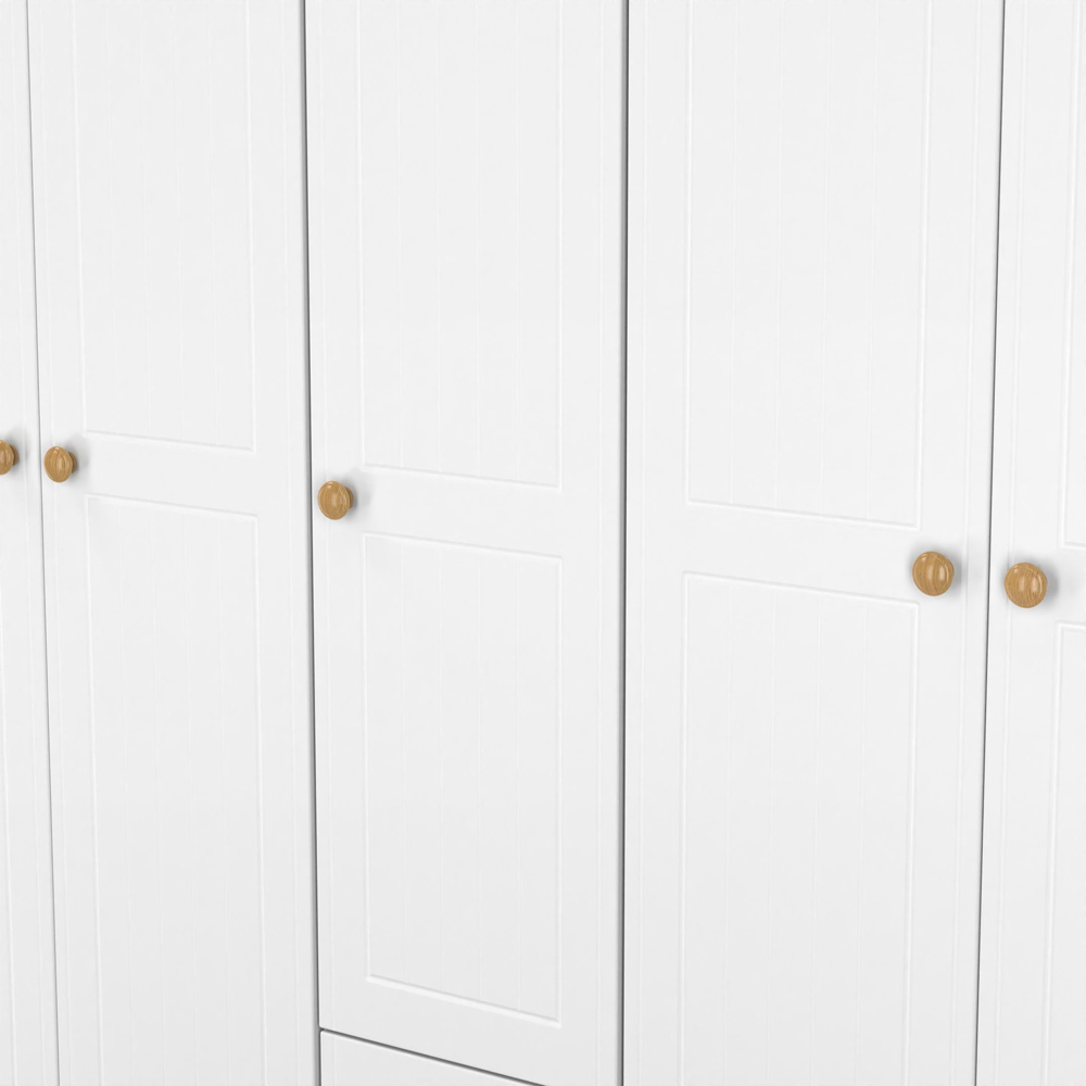 Crowndale Warwick 5 Door 2 Drawer White Ash and Modern Oak Wardrobe Ready Assembled Image 7